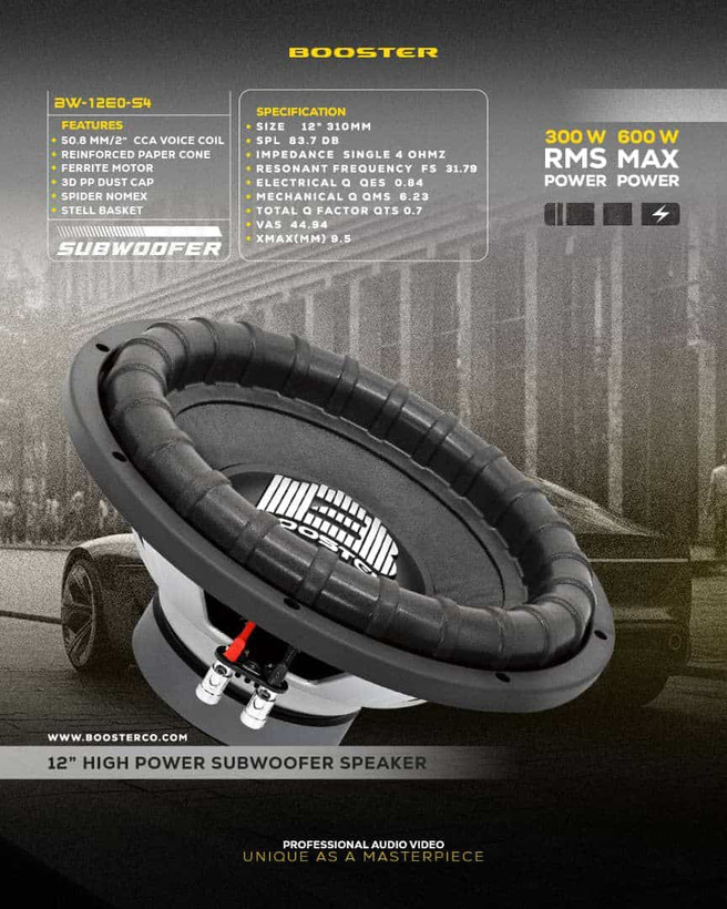خرید و قیمت ساب ووفر ۱۲ اینچ بوسترBW-12E0-S4